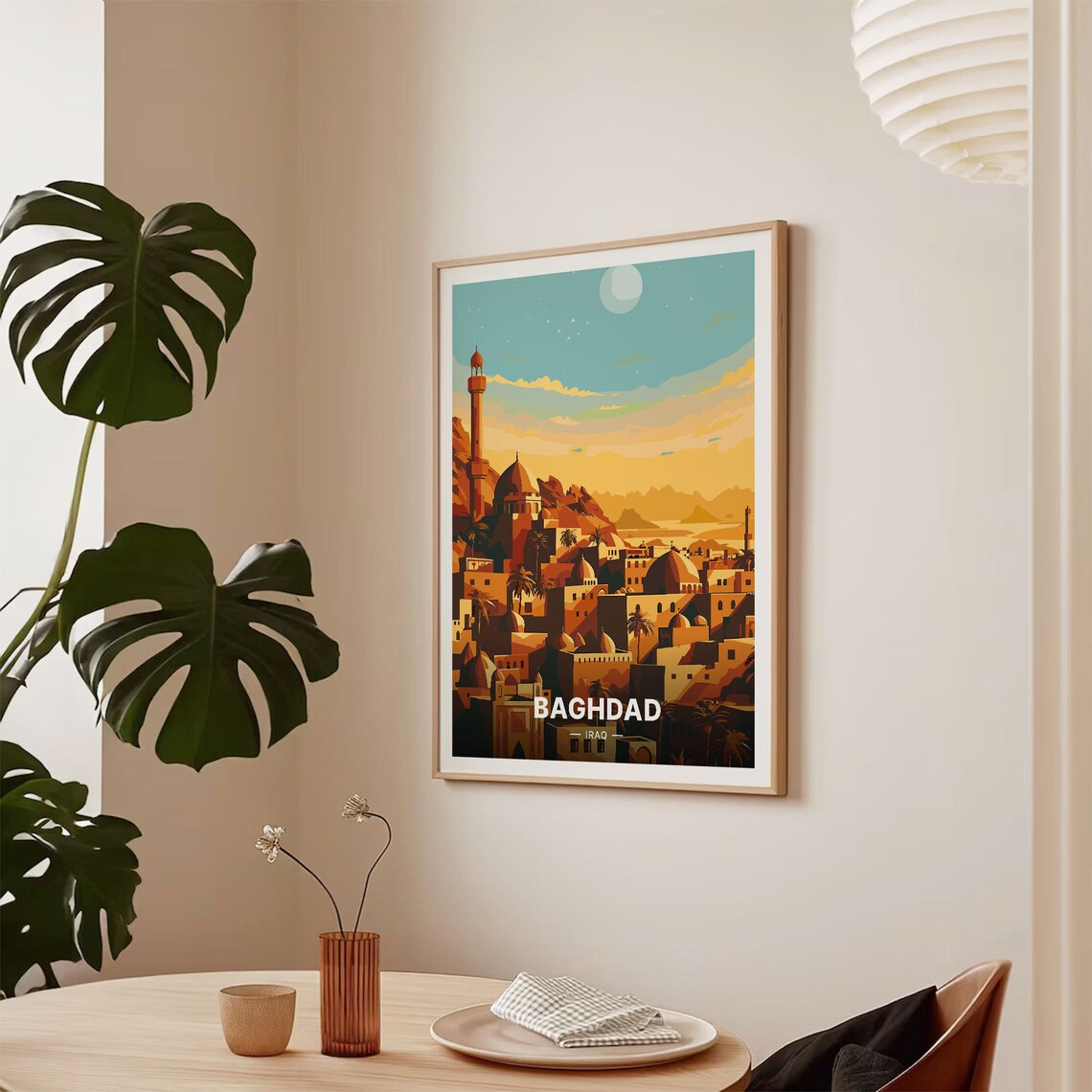 Baghdad Iraq Golden Old City Domes Minaret Sunset Art Poster - Image 2