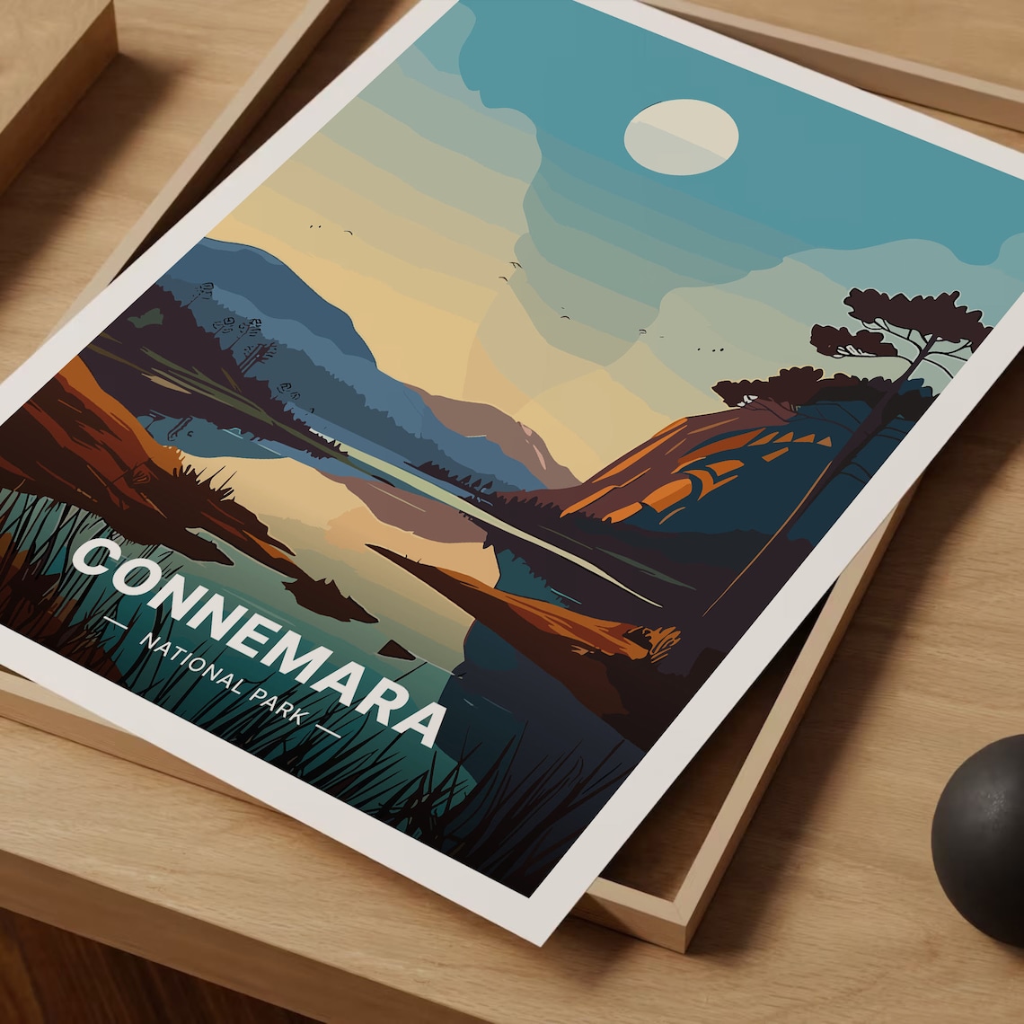 Connemara National Park Ireland Moonlit Lake Mountains Scenic Travel Poster - Image 3