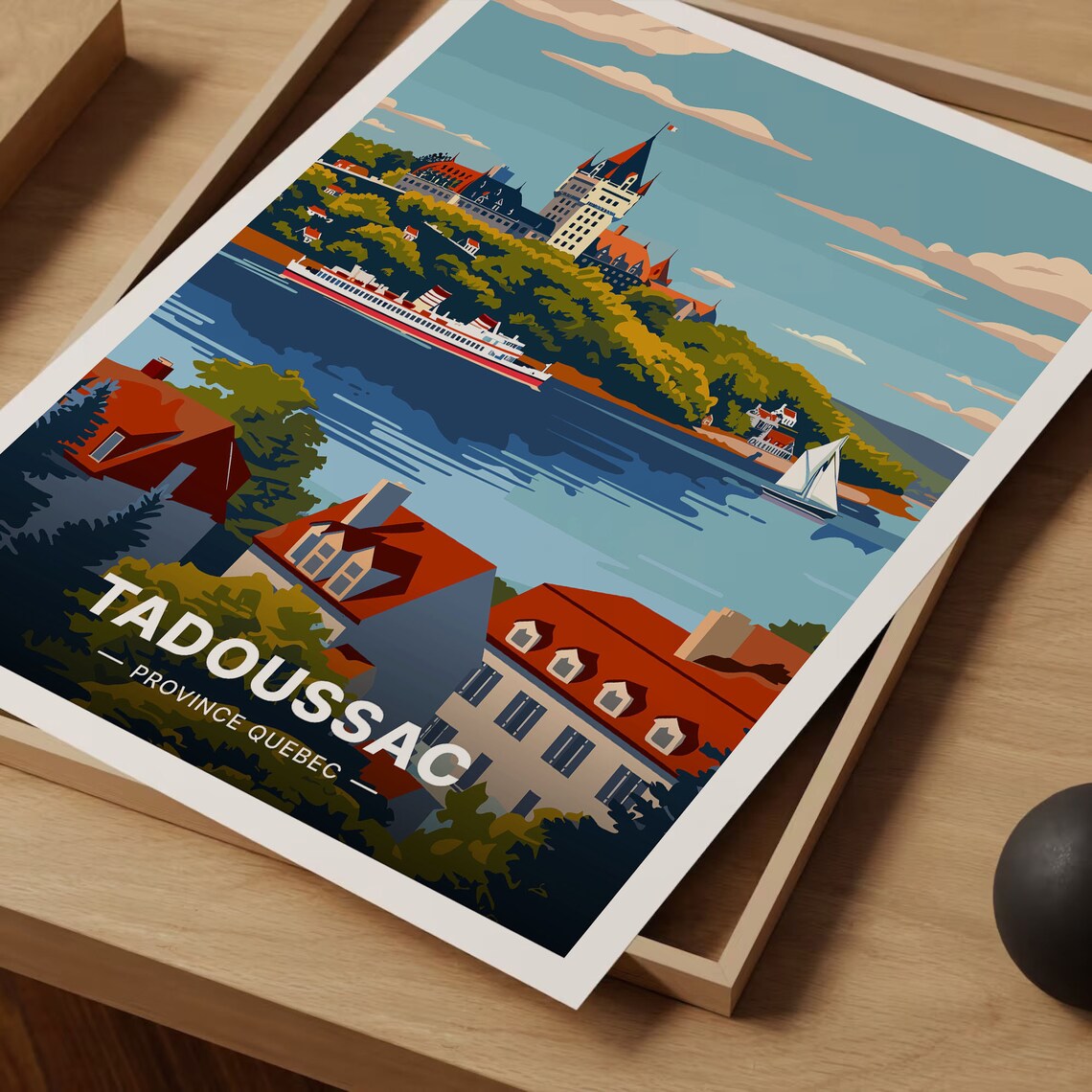Tadoussac Quebec Chateau Style Hotel Ferry River Vintage Travel Poster - Image 3