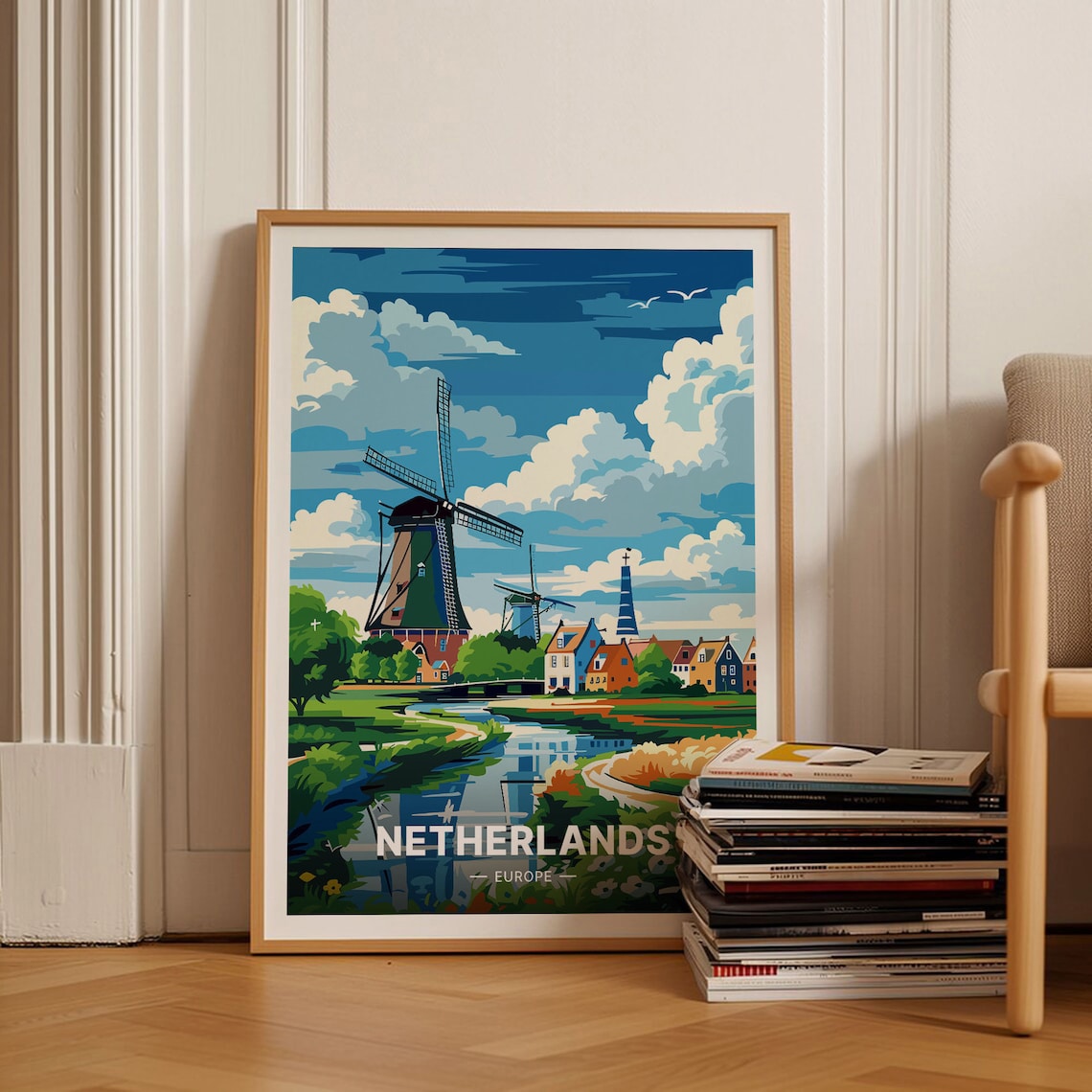 Amsterdam Travel Poster, European Cityscape Art Print