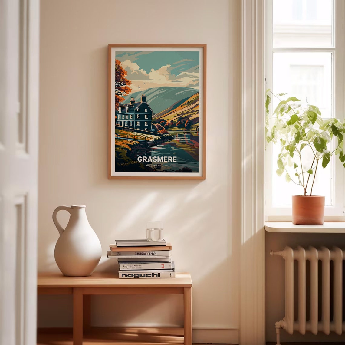 Grasmere England Lakeside Cottage Golden Autumn Lakeshore Poster - Image 4