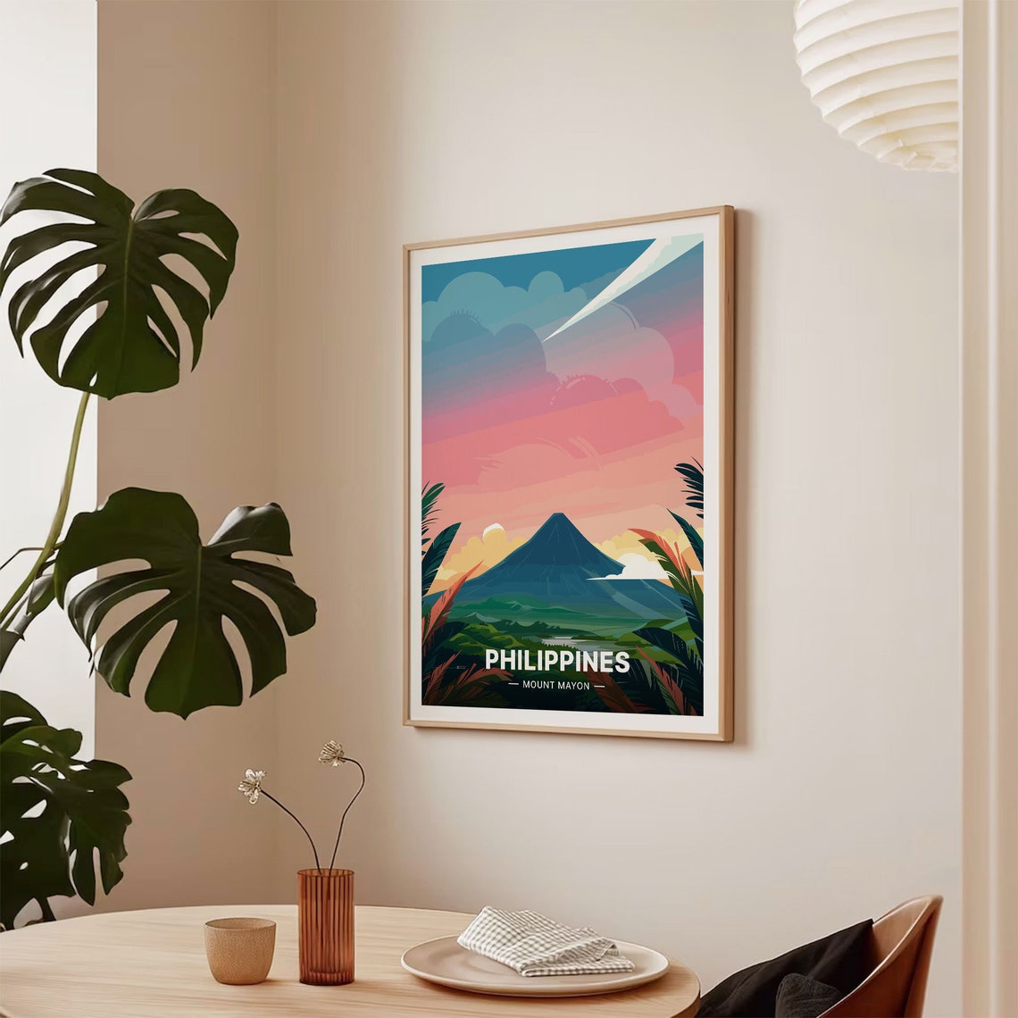 Mount Mayon Philippines Volcano Sunset Tropical Travel Poster - Image 2