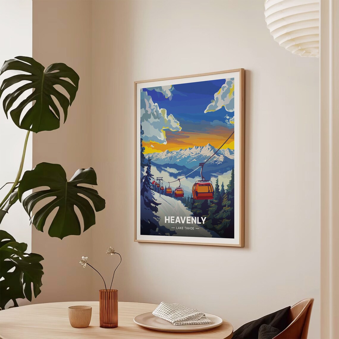Lake Tahoe Ski Destinations Travel Poster, Mountain Decor - Image 2