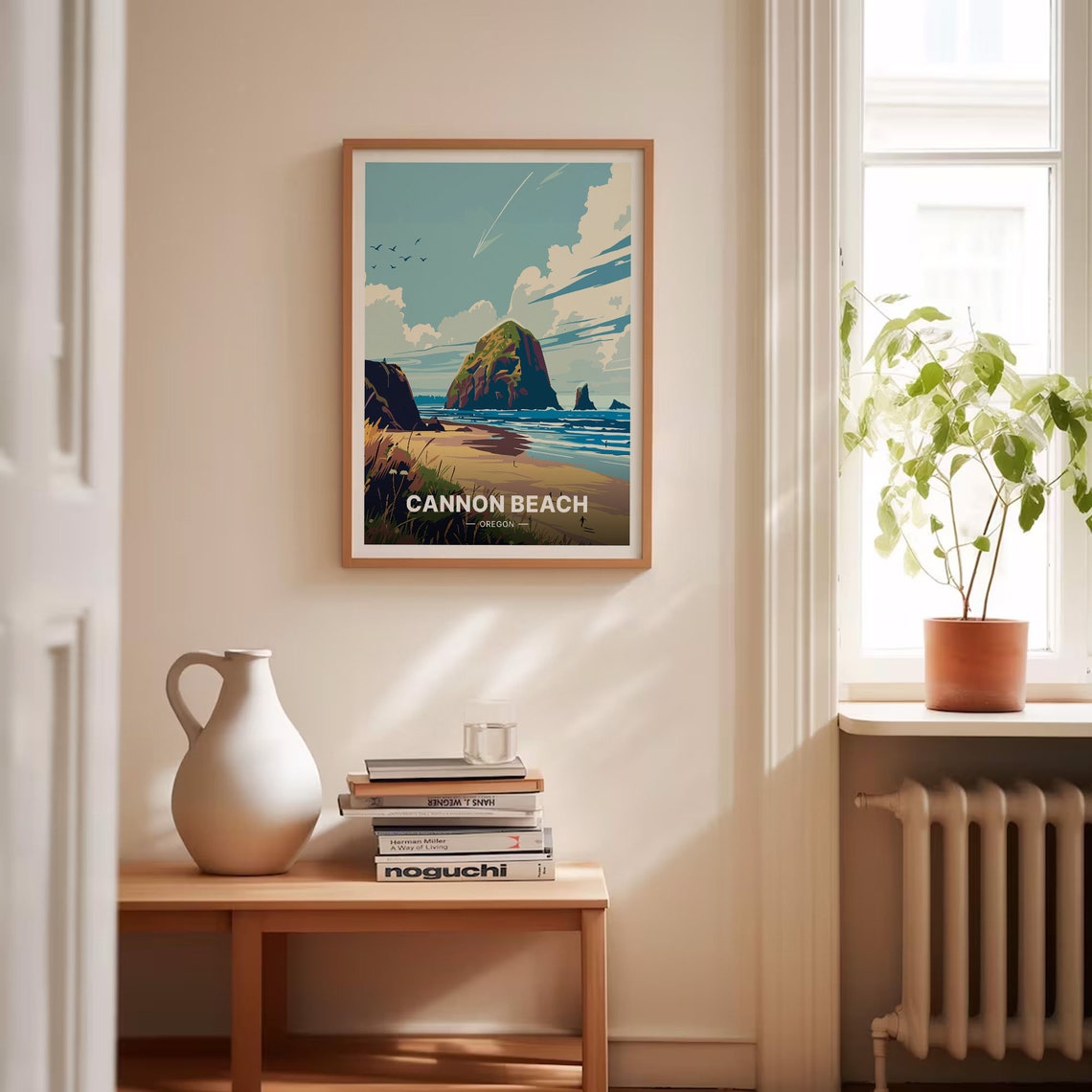 Cannon Beach Oregon Haystack Rock Sandy Shore Vintage Travel Poster - Image 4
