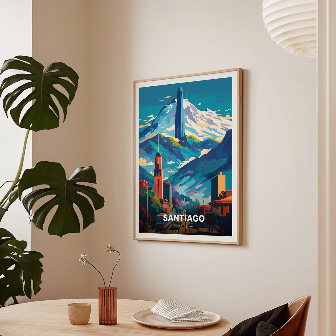 Santiago Chile Andes Mountain Skyline Cityscape Travel Poster - Image 2
