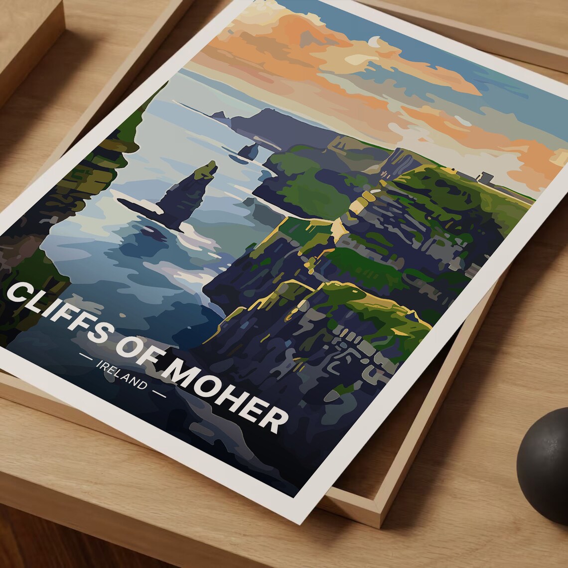 Cliffs Of Moher Ireland Travel Poster, Retro Landscape - Image 3