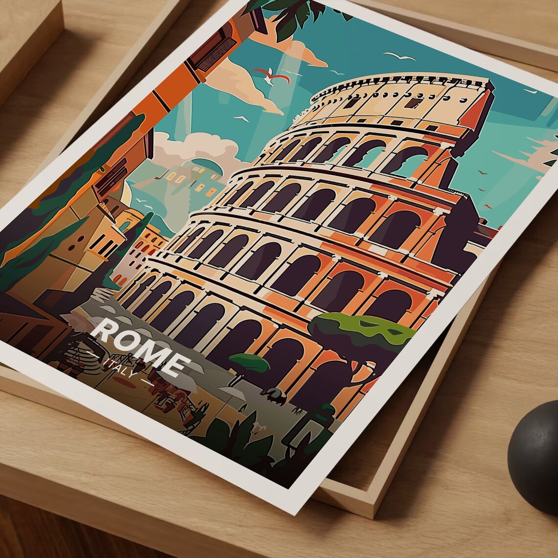 Rome Colosseum Vintage Travel Poster, Italy - Image 3
