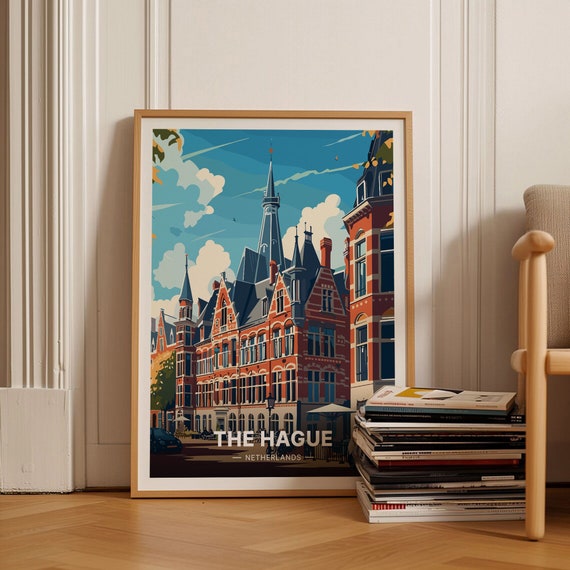 The Hague Travel Poster, Netherlands Cityscape Art Print