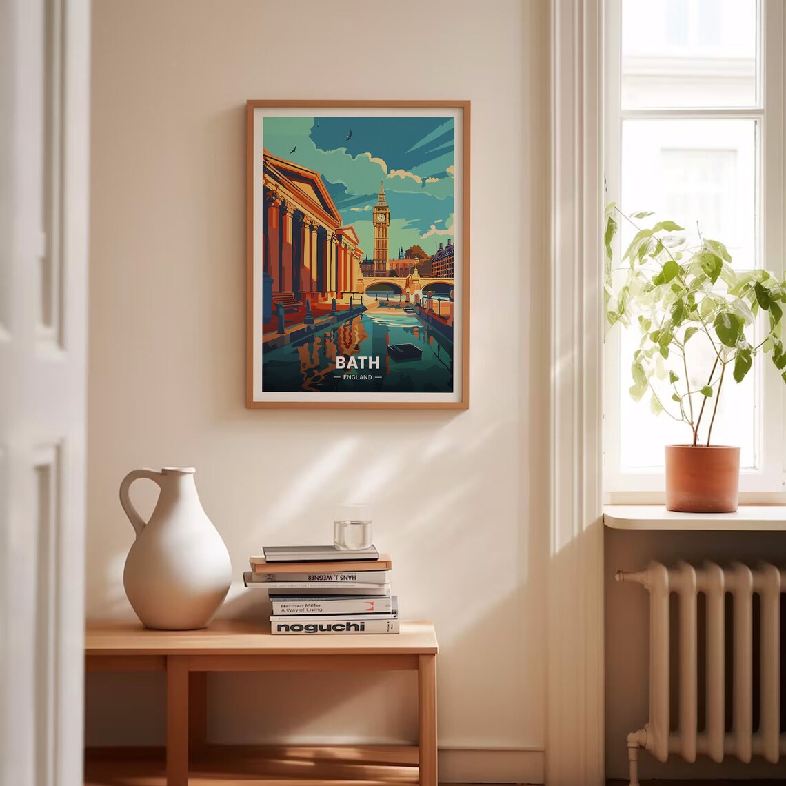 Bath England Clock Tower Riverside Cityscape Retro Style Vintage Poster - Image 4