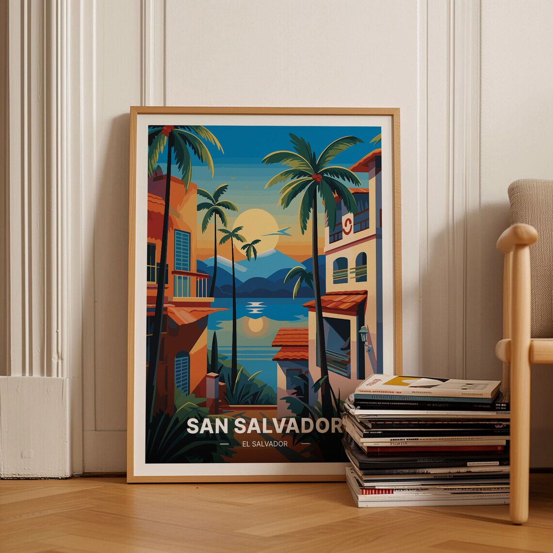 San Salvador Travel Poster, Cityscape Wall Decor
