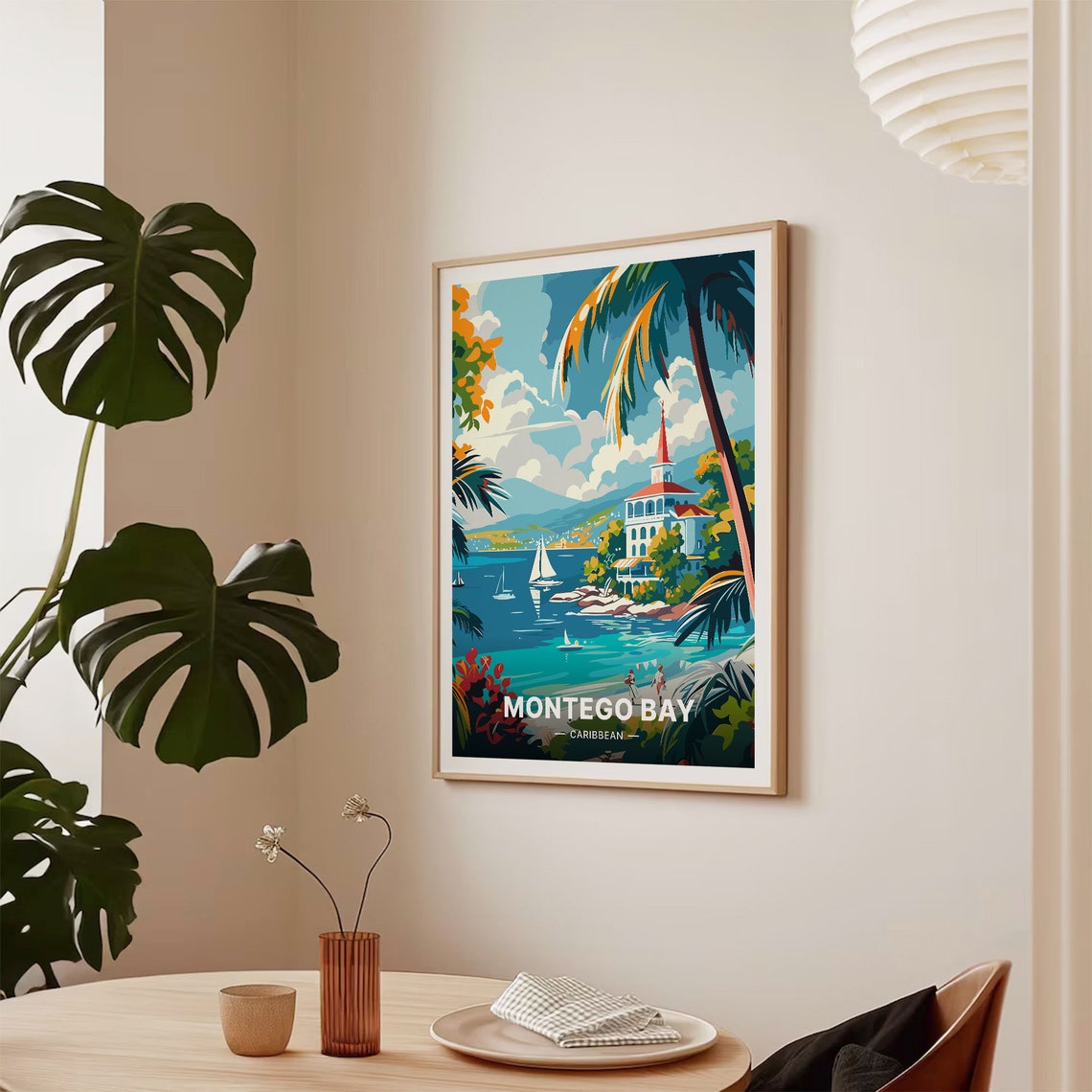 Montego Bay Caribbean Sailboat Harbor Tropical Travel Poster - Image 2