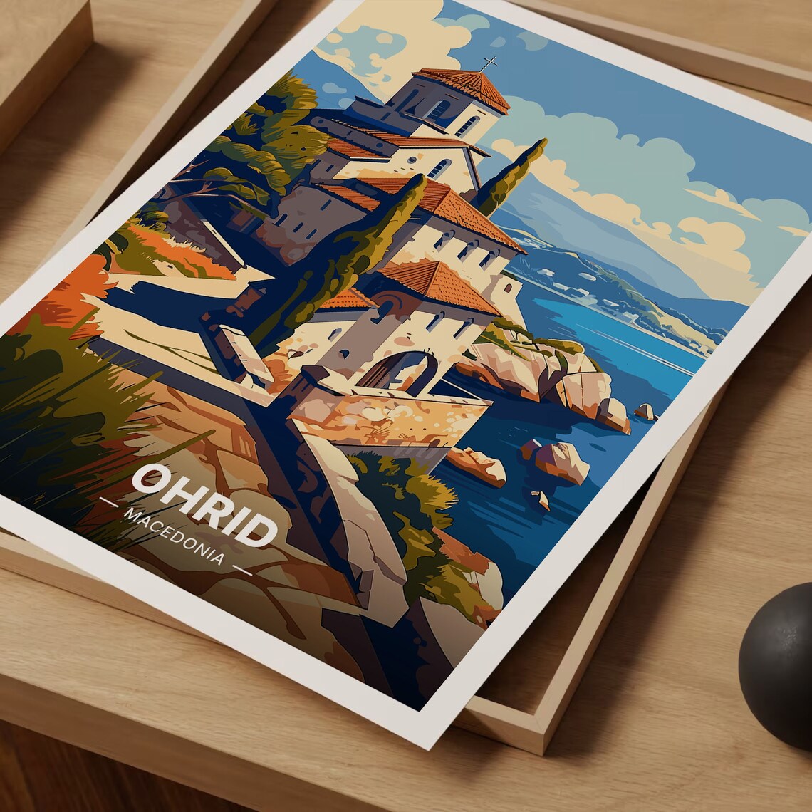Lake Ohrid Travel Poster, Macedonia Landscape Art - Image 3