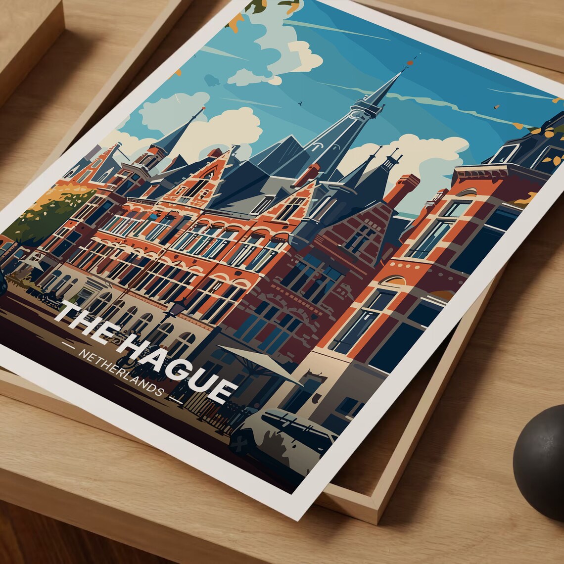 The Hague Travel Poster, Netherlands Cityscape Art Print - Image 3