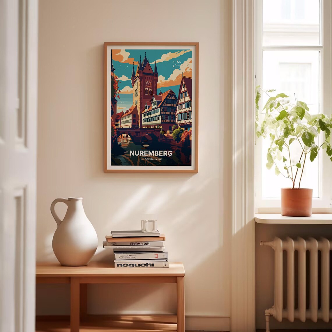 Nuremberg Germany Medieval Tower Half Timbered River Bridge Travel Poster - Image 4
