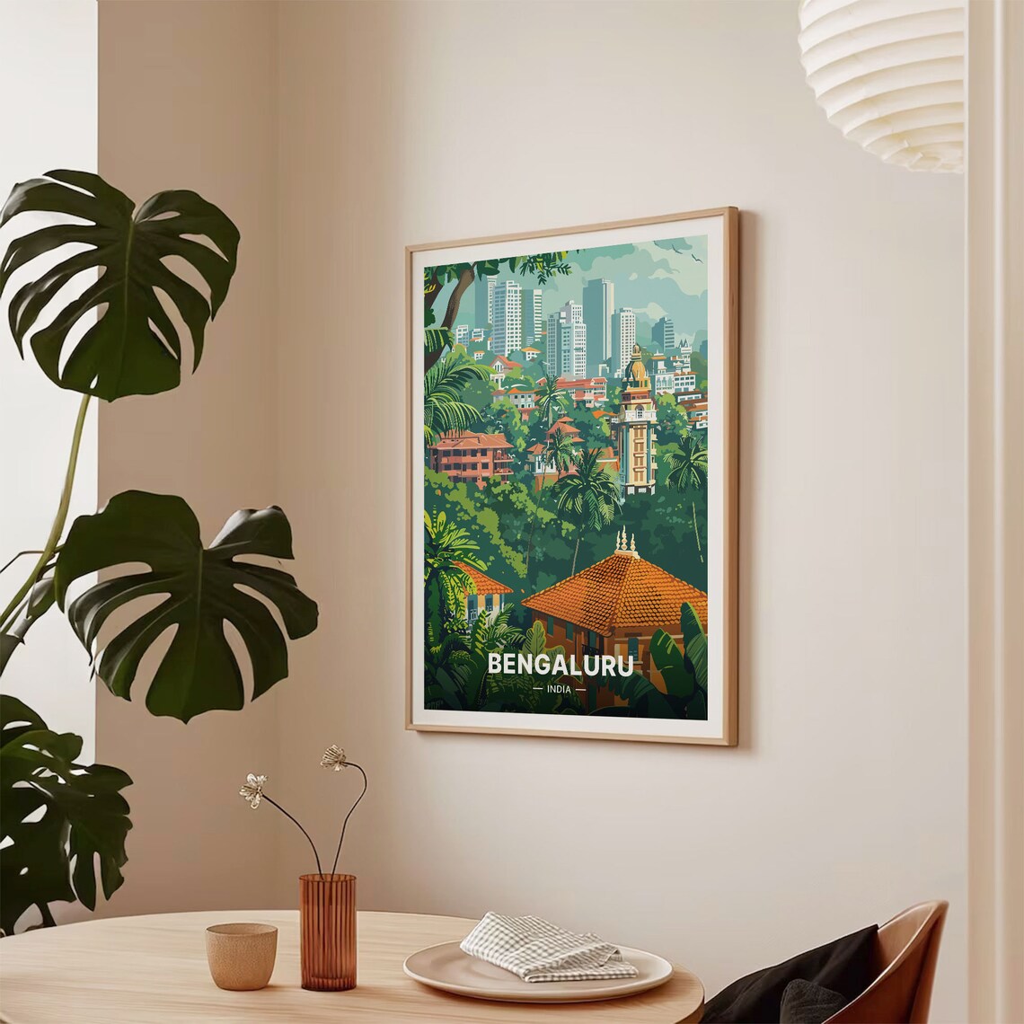 Bengaluru India Vintage Travel Poster Garden City Skyline Art - Image 2