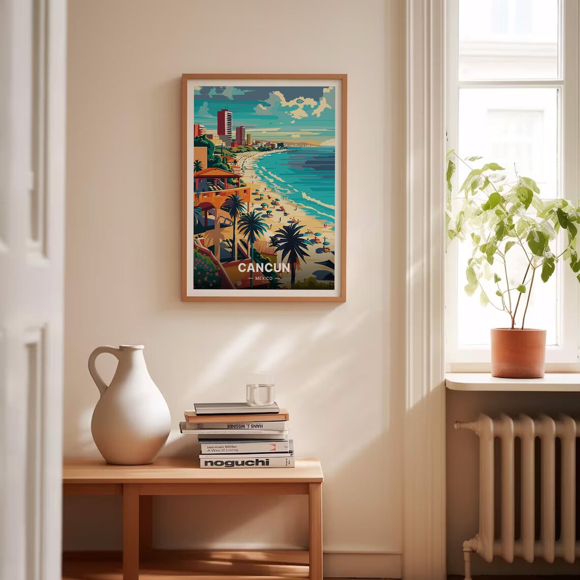 Cancun Mexico Caribbean Beach Cityscape Vintage Travel Poster - Image 4