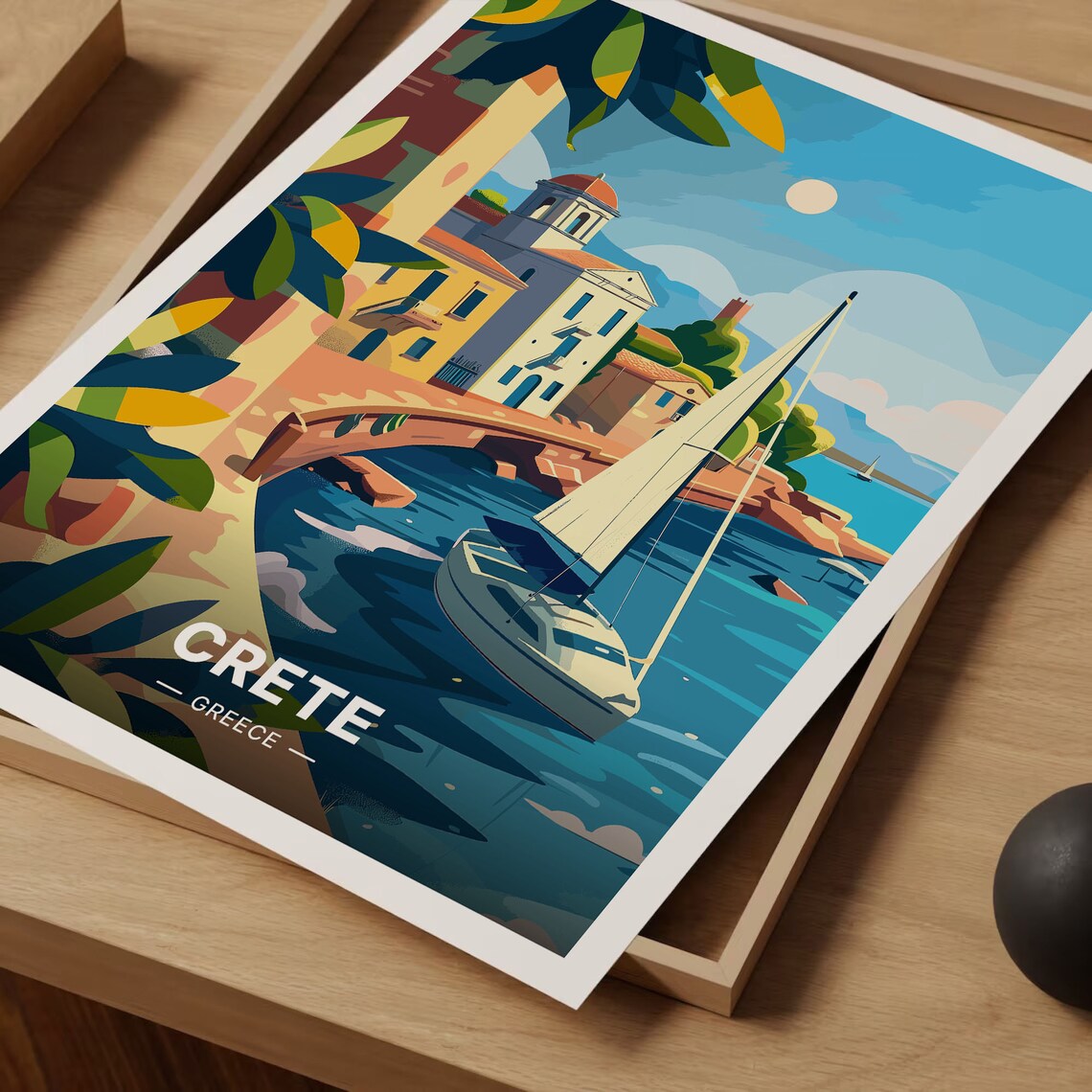 Crete Travel Poster, Chania Cityscape Art Print - Image 3
