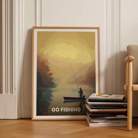 Fishing Adventure Travel Poster Sea Angling Boating Illustration Coastal Wall Art For Fishing Enthusiasts C20 1938