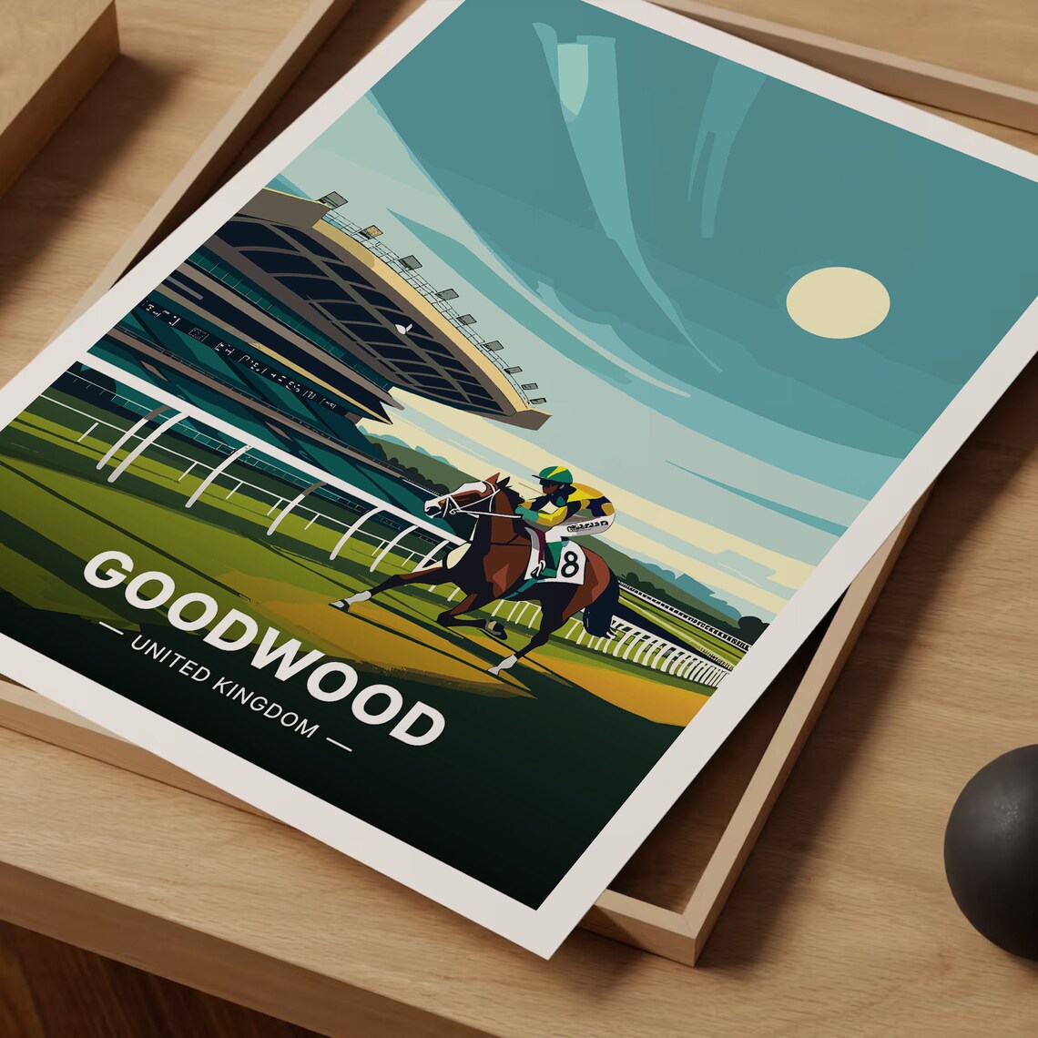 Goodwood Horse Racing Vintage Travel Poster Jockey Racecourse UK Art - Image 3