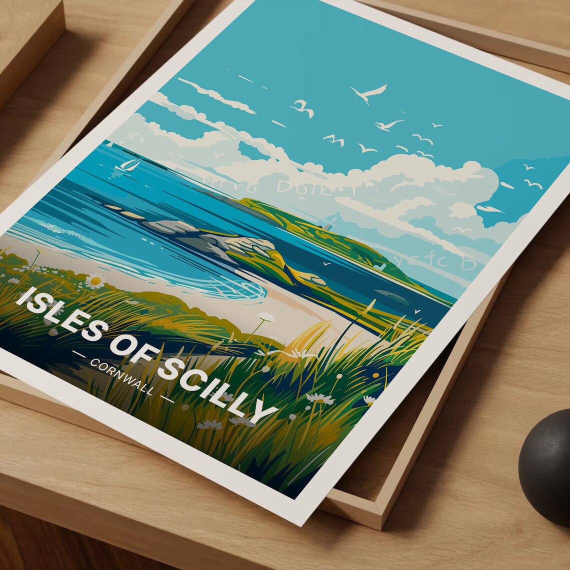 Isles of Scilly Cornwall Beach Islands Seabirds Scenic Travel Poster - Image 3