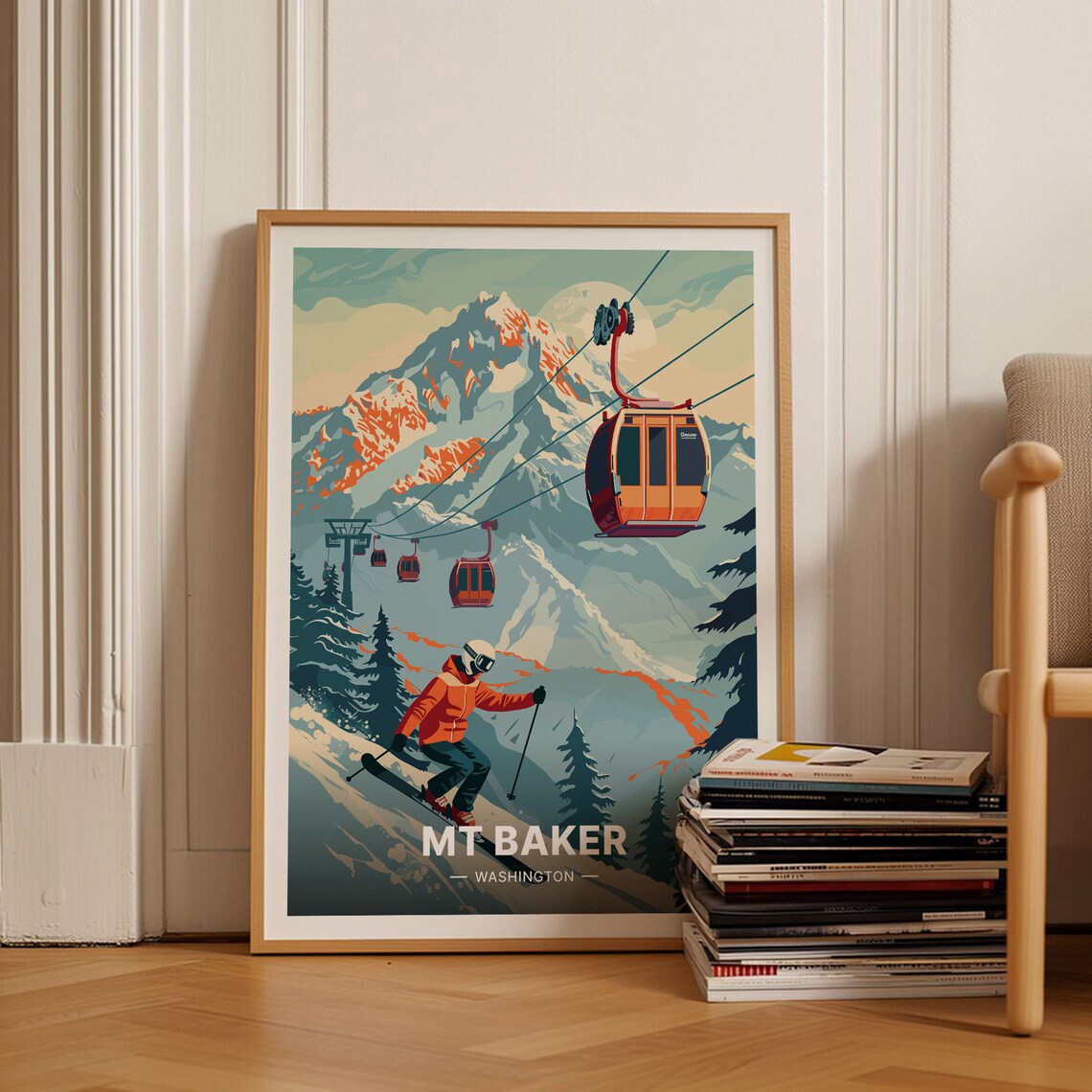 Mt Baker Ski Resort Retro Travel Poster, Washington