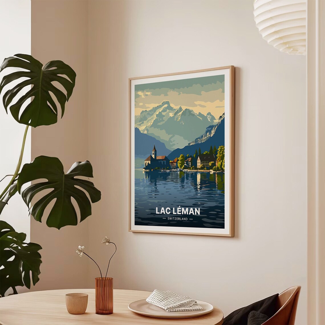 Switzerland Lac Lman Vintage Style Travel Poster - Image 2