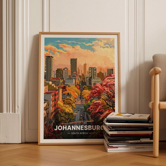 Johannesburg Safari Travel Poster South Africa Wall Art Unique Wedding Birthday Gift Idea C20 1051