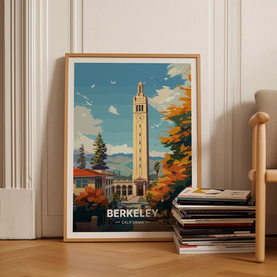 Berkeley California Travel Poster, University Campus Art Print