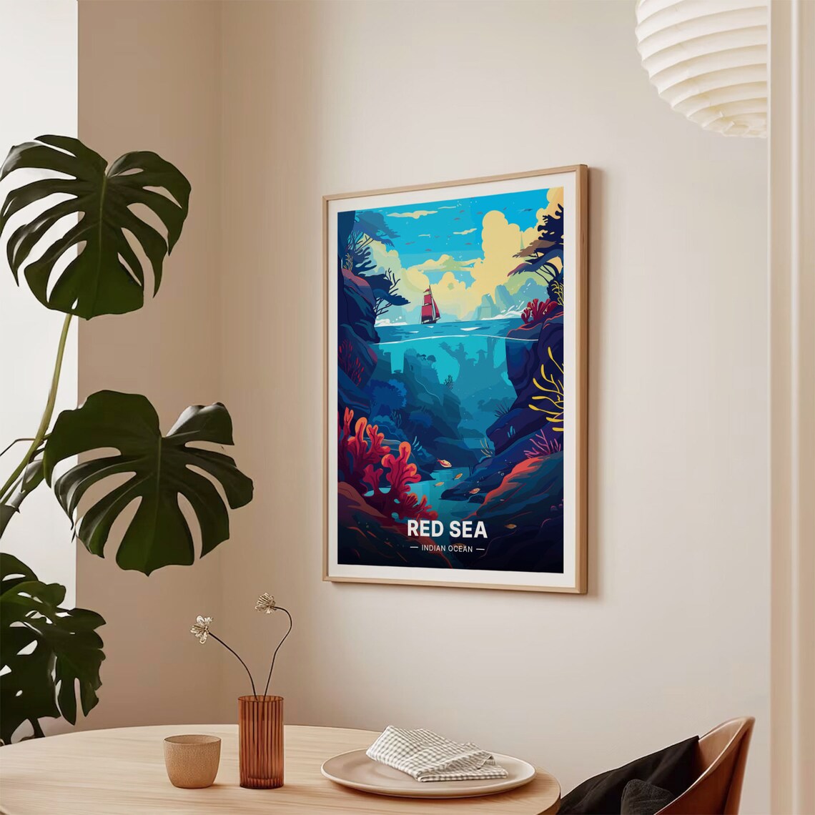 Red Sea Coral Canyon Sailboat Diving Underwater World Poster - Image 2