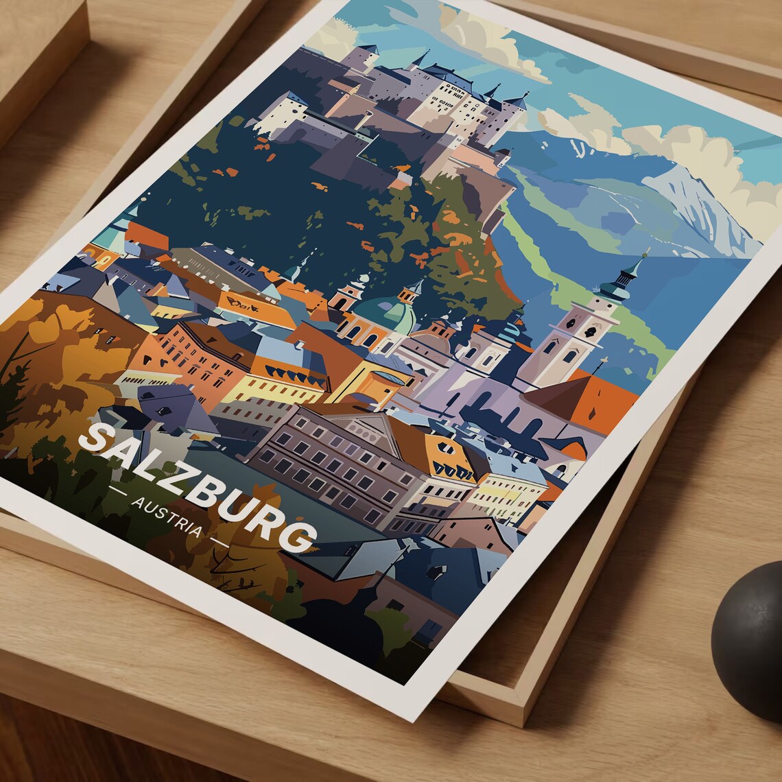 Salzburg Austria Travel Poster, Artistic Cityscape - Image 3