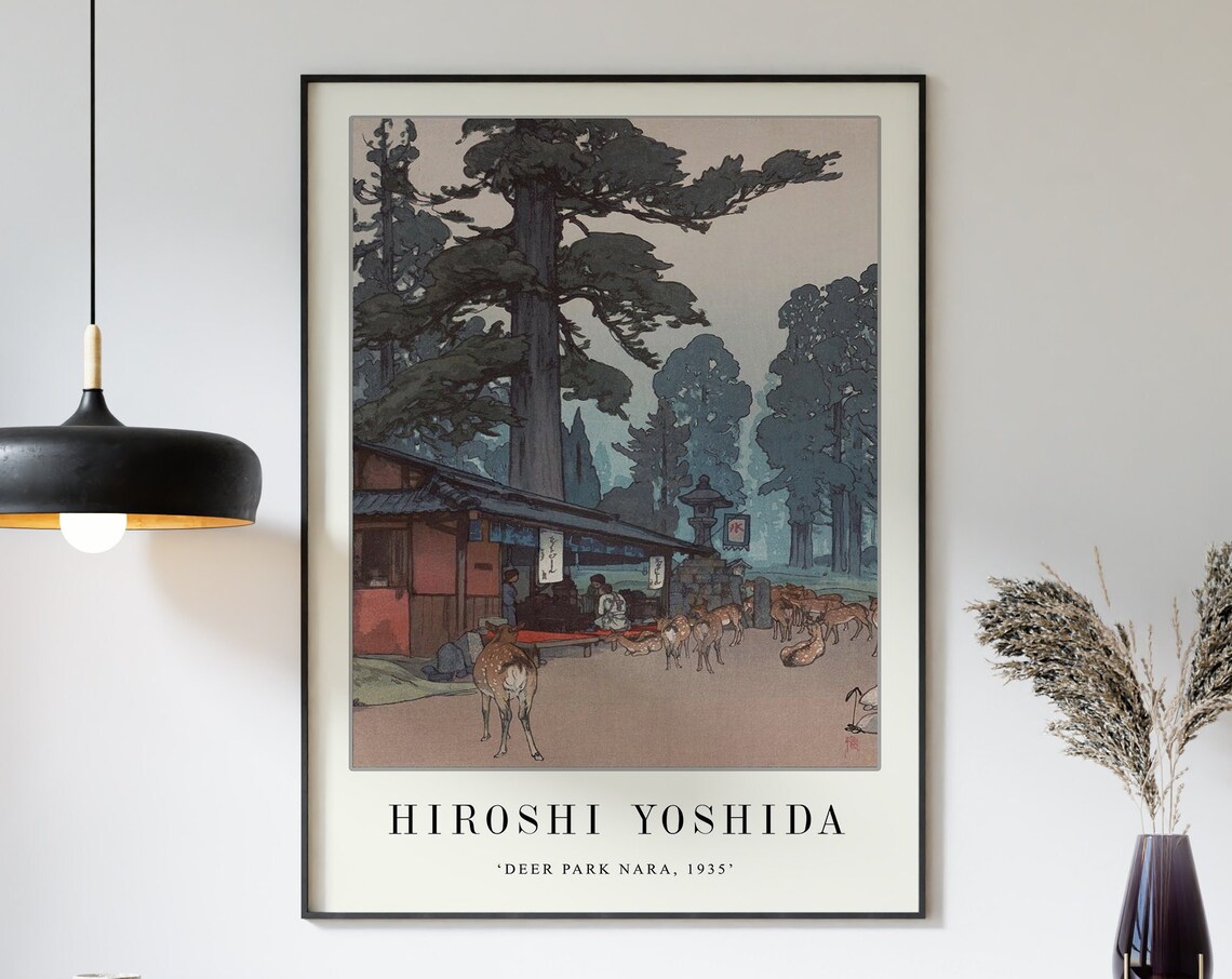 Hiroshi Yoshida Deer Park Nara 1935 Japanese Woodblock Poster