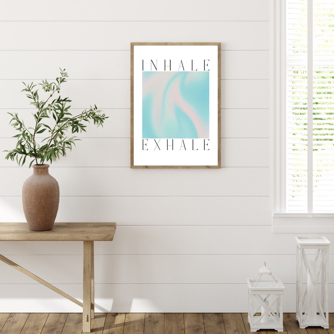 Inhale Exhale Minimalist Blue Aura Gradient Breathing Poster - Image 4