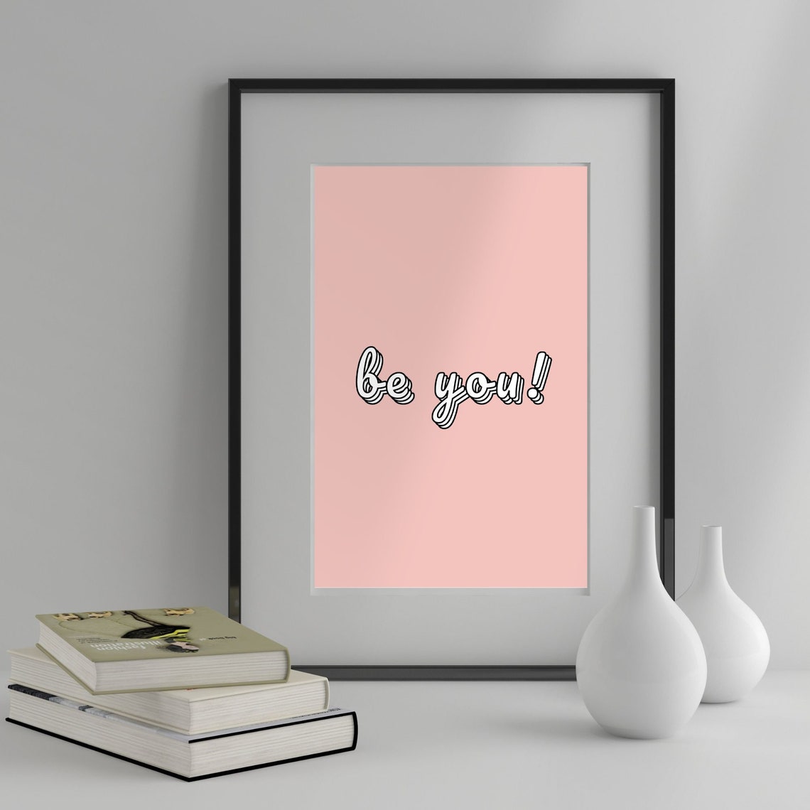 Be You Script Quote Minimalist Pink Positive Affirmation Poster - Image 4