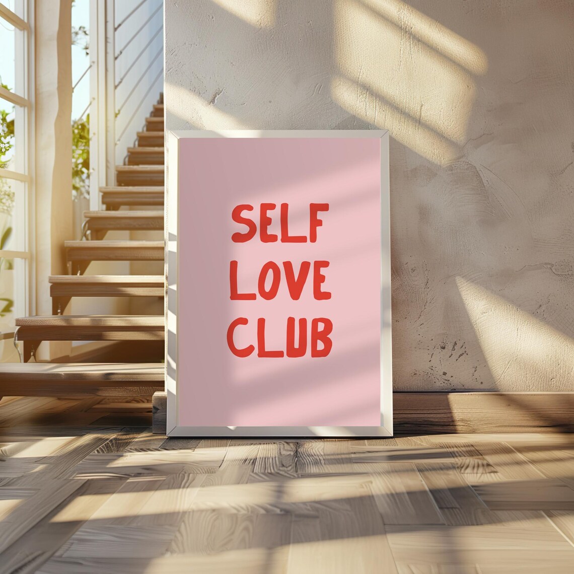 Self Love Club Bold Red Pink Hand Lettered Dorm Quote Poster - Image 2