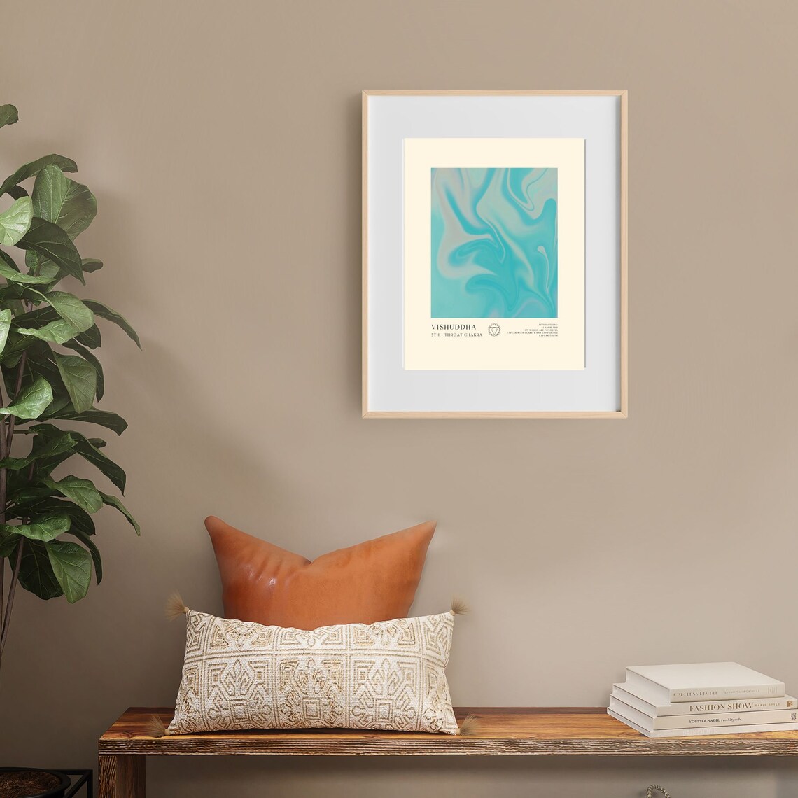 Vishuddha Throat Chakra Teal Aura Spiritual Yoga Meditation Wall Art - Image 2