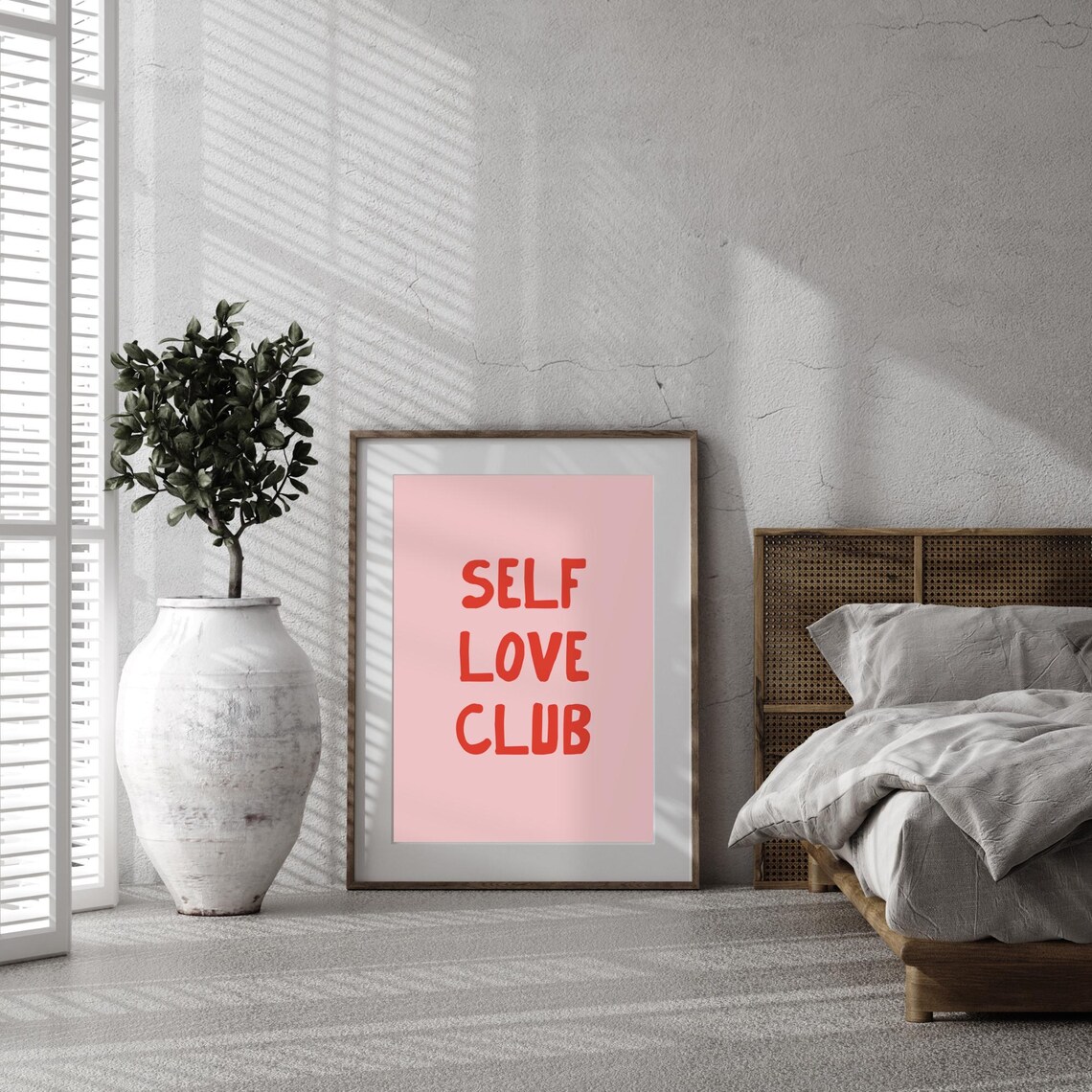 Self Love Club Bold Red Pink Hand Lettered Dorm Quote Poster - Image 3