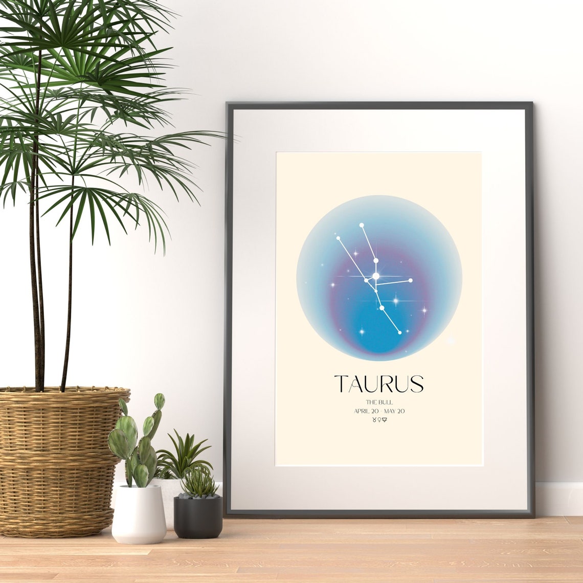 Taurus The Bull Zodiac Constellation Gradient Aura Circle Poster - Image 4