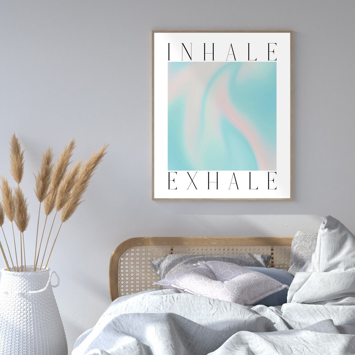 Inhale Exhale Minimalist Blue Aura Gradient Breathing Poster - Image 2