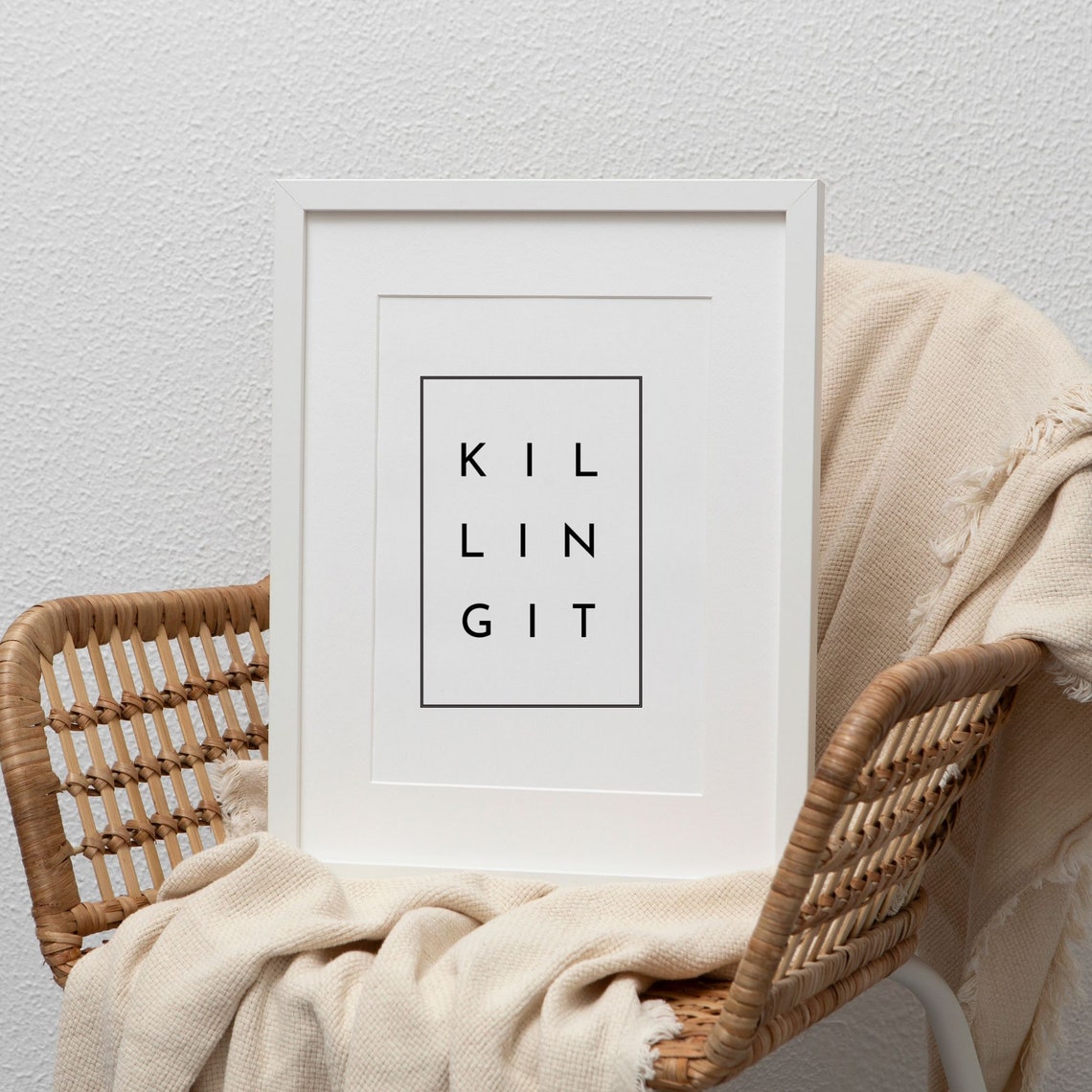 Killing It Spaced Letters Minimalist Black White Quote Poster Modern - Image 3