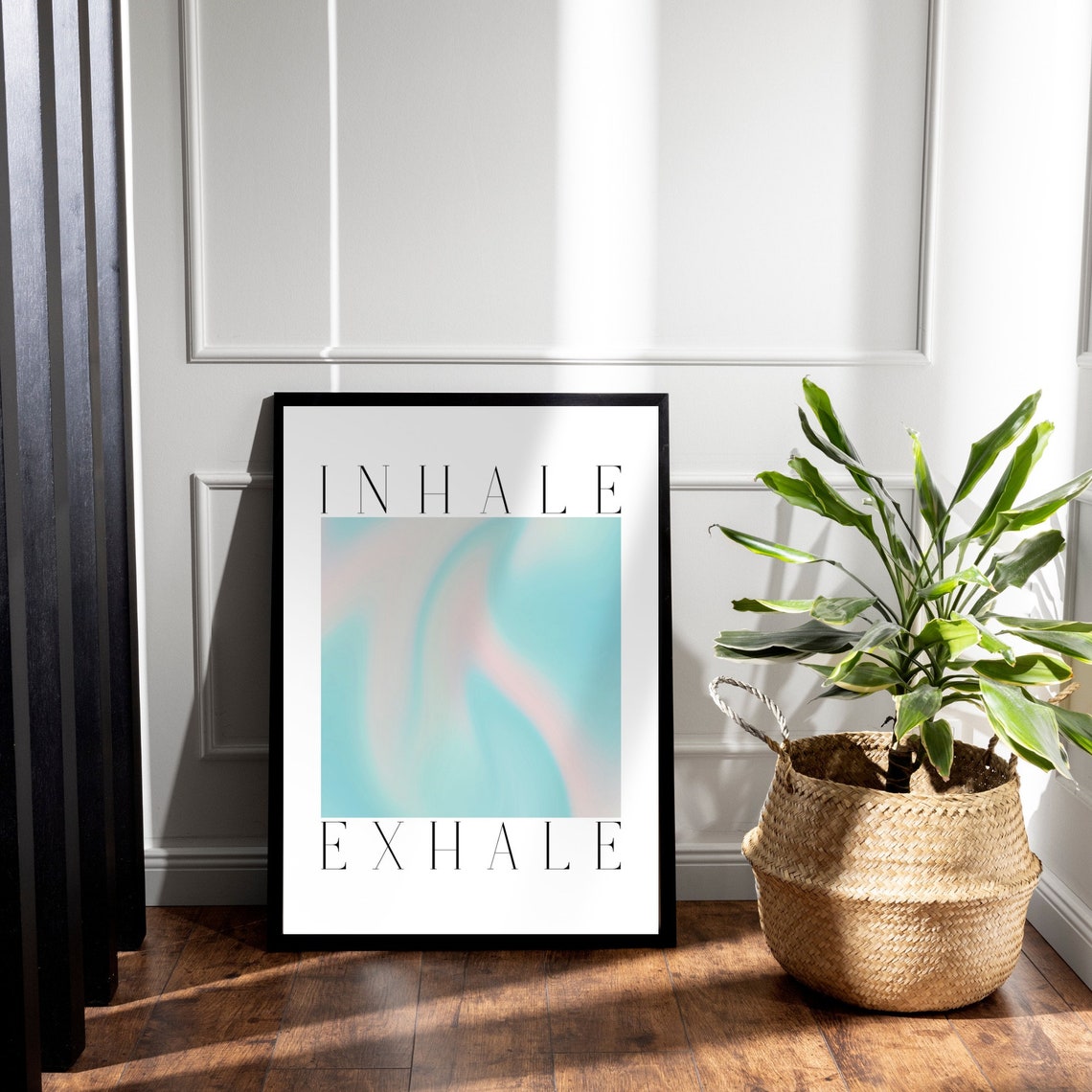 Inhale Exhale Minimalist Blue Aura Gradient Breathing Poster - Image 3