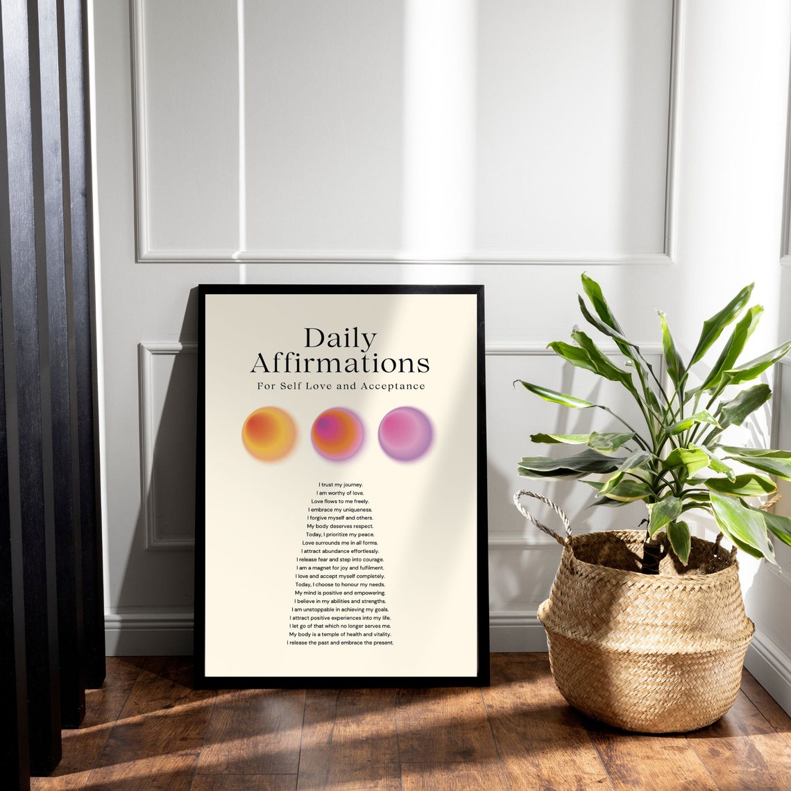 Daily Affirmations Self Love Acceptance Aura Positive Quote Poster - Image 2
