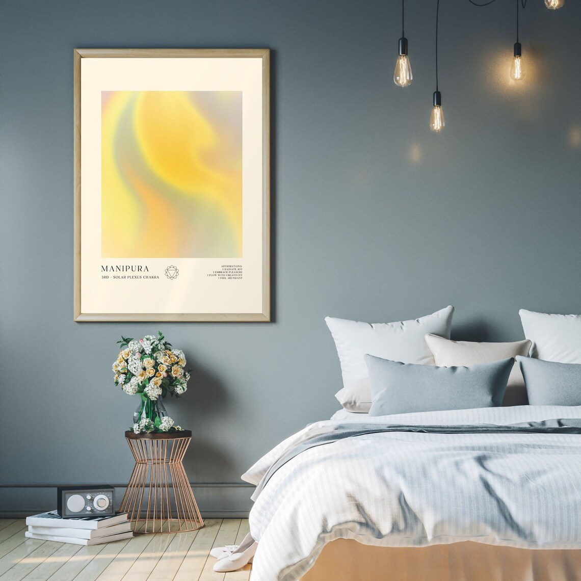 Manipura Solar Plexus Chakra Yellow Aura Spiritual Yoga Poster - Image 2