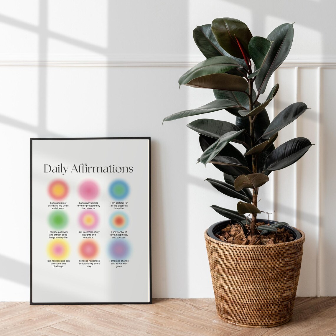 Daily Affirmations Aura Energy Dots I Am Positive List Art Poster - Image 3