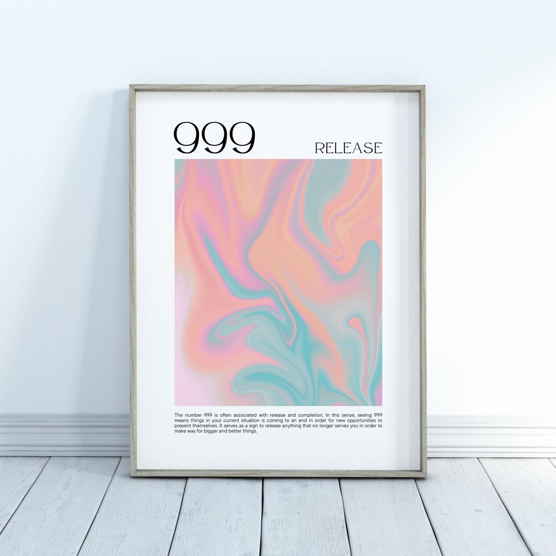 Angel Number 999 Release Peach Aura Gradient Spiritual Poster - Image 4
