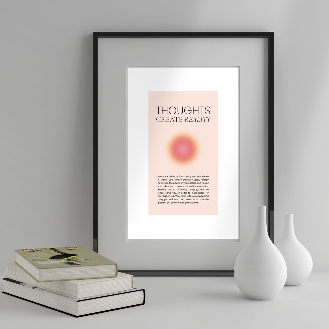 Thoughts Create Reality Manifestation Aura Positive Quote Poster Pink - Image 4