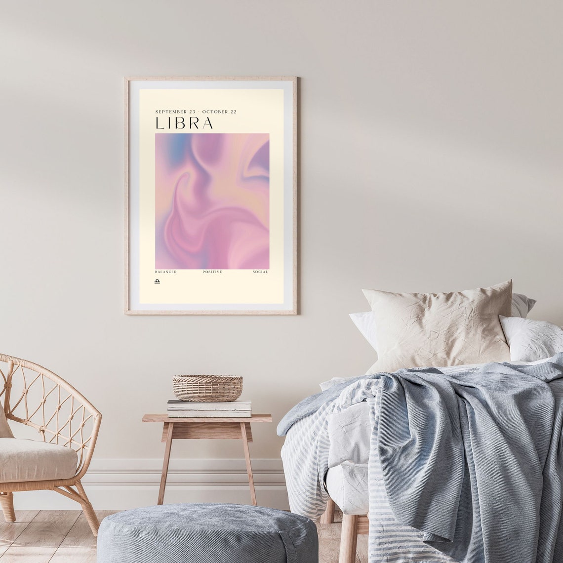 Libra Horoscope Pastel Swirl Aura Traits Astrology Art Print - Image 2