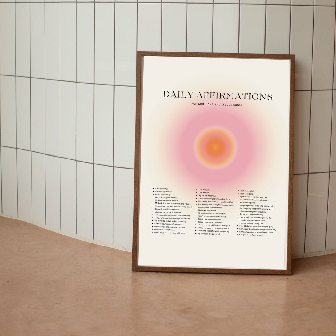 Daily Affirmations Self Love Aura Glow Positive List Art Poster
