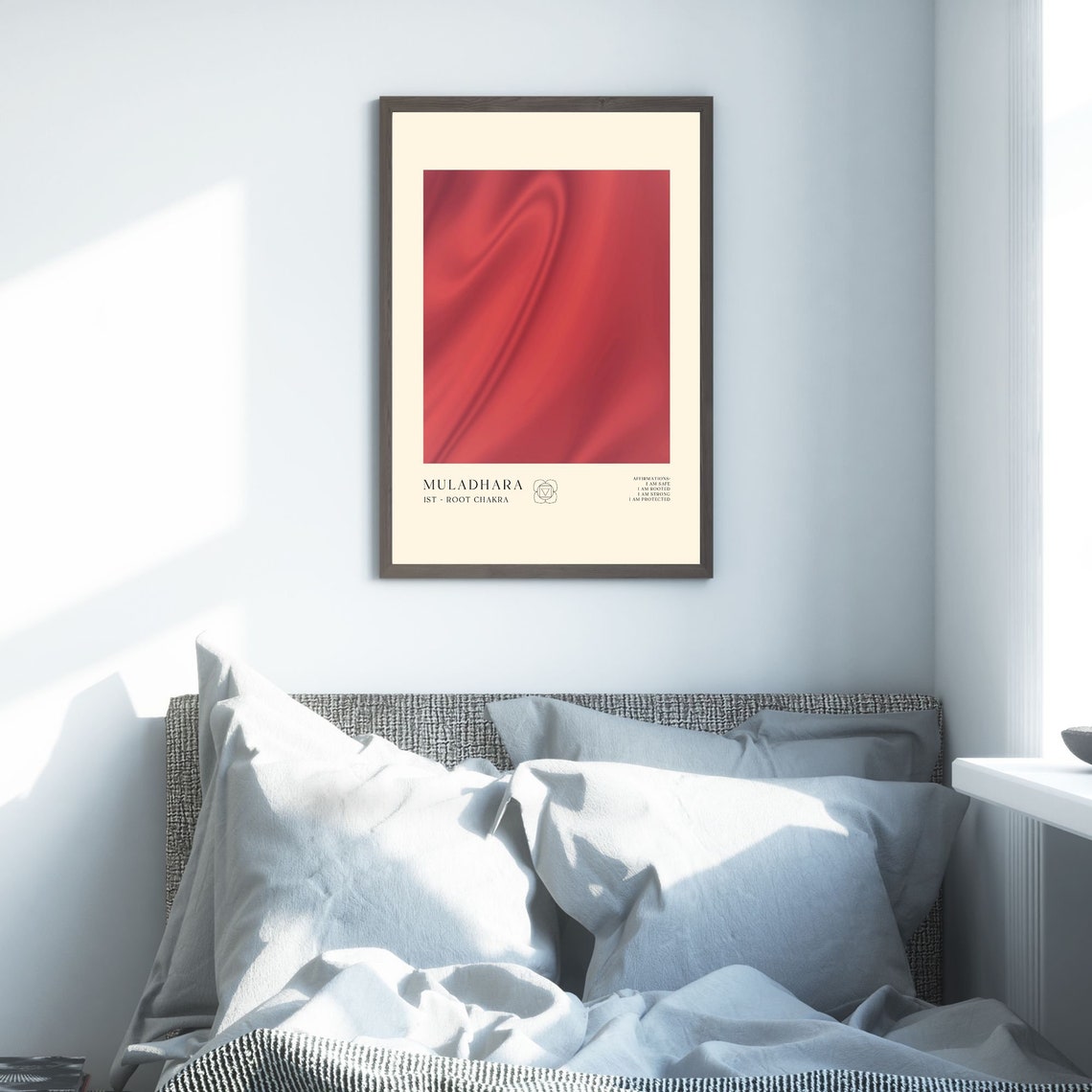 Muladhara Root Chakra Red Silk Spiritual Affirmation Art Poster - Image 3