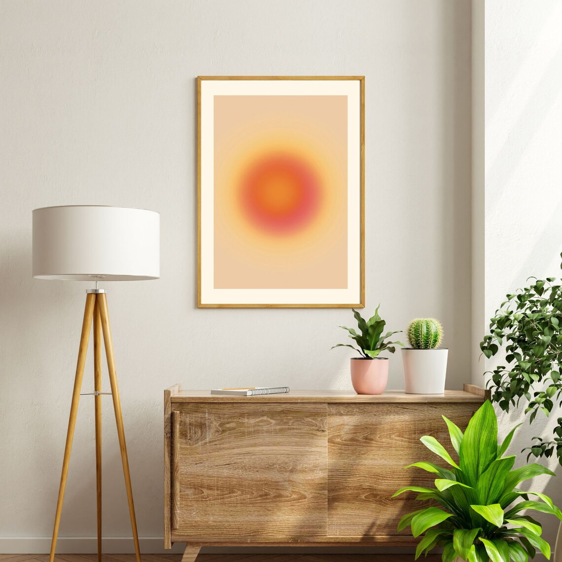 Yellow Orange Aura Gradient Orb Minimal Spiritual Art Poster - Image 2
