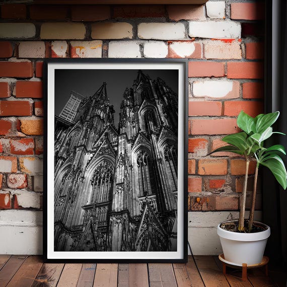 Gothic Cathedral Black White Architecture Print Dark Academia Wall Art
